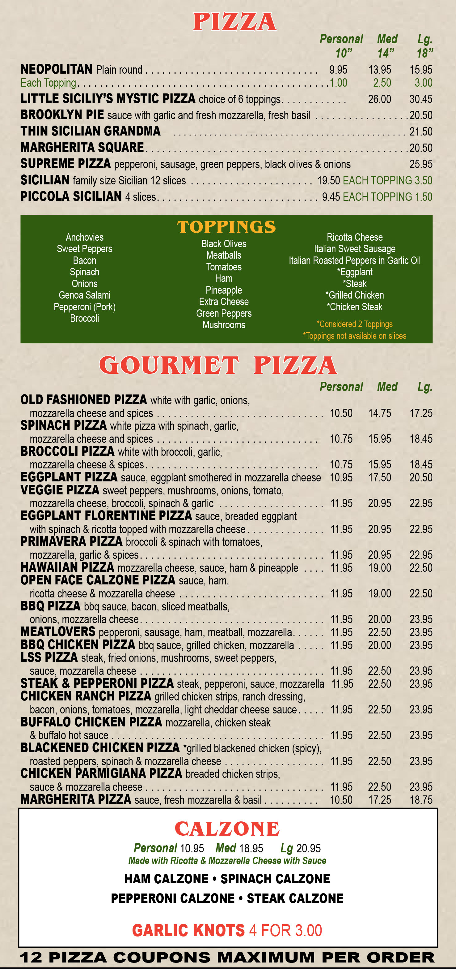 Pizza & Calzones